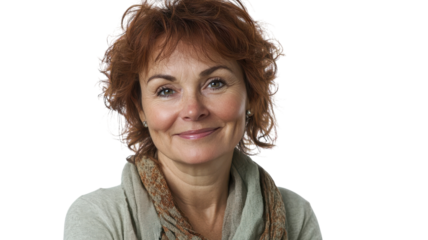A Middle Aged Woman exuding Gentle Reassurance, Perfect for Wellness and Supportive Themes in Imagery.