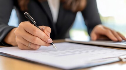 Woman Signing Professional Contract 