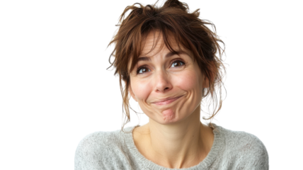 Captivating Portrait of a Middle Aged Woman Displaying a Series of Emotions that Reflect Inner Strength and Resilience in Everyday Life.