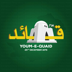 Quaid e Azam Day 25th December Celebration Creative Vector EPS Illustration Design.Translation: Translation: Muhammad Ali Jinnah 25th December, 1876