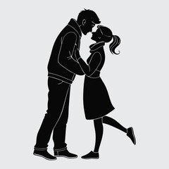  Loving couple man and women image silhouette vector art and illustration