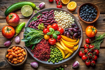 Healthy Bean, Fruit & Veggie Bowl: Rule of Thirds Photography