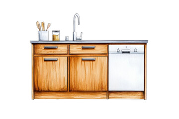 Modern Watercolor Kitchen Cabinet Design