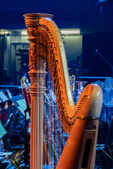 Classical music instrument harp on stage © anderm