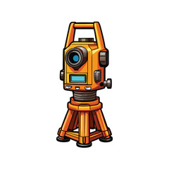 A detailed close-up image of a theodolite, a surveying instrument, being used on a construction site, showcasing its intricate details and precision mechanisms.