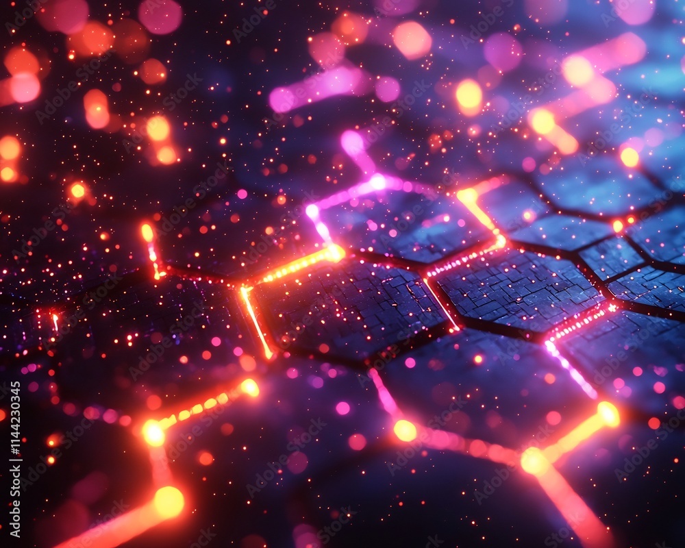 Poster radiant blockchain nodes visualizing digital connectivity