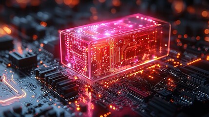 Intricate Cryptocurrency Mining Rig with Blockchain Diagram Overlay and High Tech Visual