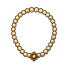 Create a highly detailed vector illustration of an elegant pearl necklace, showcasing individual pearl textures and variations in light reflection.