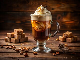 Irish Coffee Recipe: Action Shot of a Whipped Cream Topping a Coffee Drink