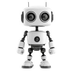 Positive Robot Isolated on White Background for Technology Applications Transparent Background