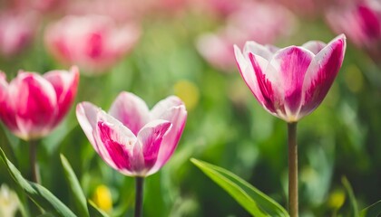 Fototapeta premium Beautiful Blooming Flowers in Spring with Vibrant Colors and a Soft Background