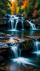 waterfall in autumn forest