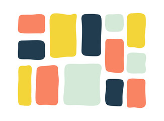 Doodle text box. Hand drawn bubble shapes and frames Kids color text shape. Organic child free form. Abstract square speech blobs for dialog. Simple set for bullet journal with punctuation marks for