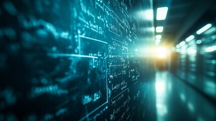 Abstract Background Of A Chalkboard With Complex Mathematical Equations In White Chalk