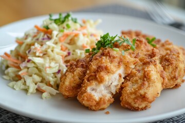 Crispy Fried Chicken with Cole Slaw - A Perfect Meal