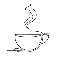 A continuous vector line art illustration of a minimalist, modern coffee cup design