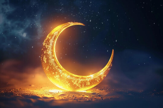 Eid Mubarak Greeting Card: A Crescent Glow to Celebrate the Blessed Day