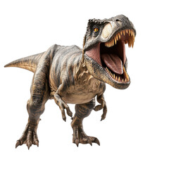 Fototapeta premium Roaring Tyrannosaurus Rex Isolated on White Background for Educational and Entertainment Purposes Transparent Background