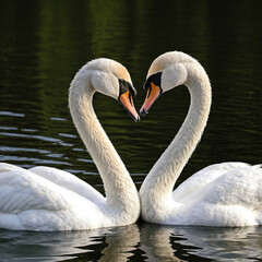 Fototapeta premium swans swimming together on a lake