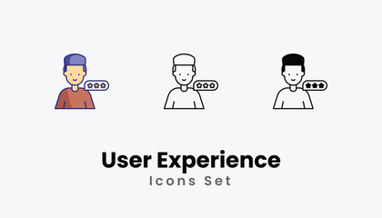 User Experience Icons thin line and glyph vector icon stock illustration
