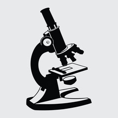Microscope  image silhouette vector art and illustration
