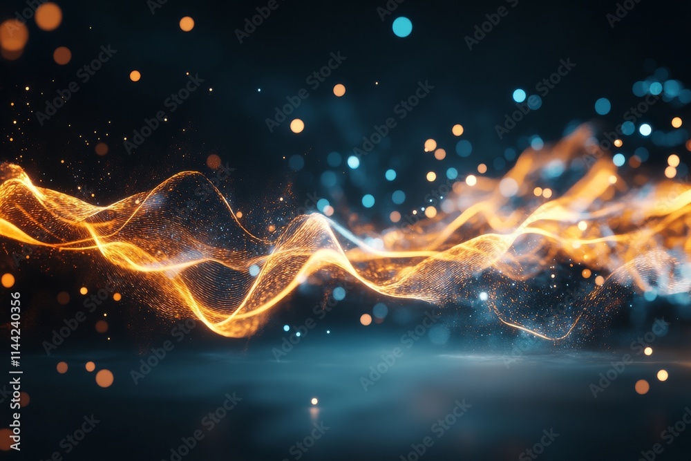 Poster bright and colorful waves of light flow across a dark background creating an enchanting visual effec