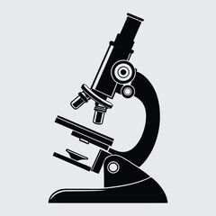 Microscope  image silhouette vector art and illustration