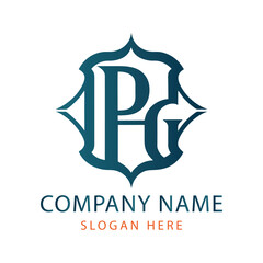 PG monogram logo design template	