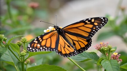 Fototapeta premium Butterfly with black and orange wings 