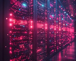 Futuristic Blockchain Data Center with Holographic Display Showcasing Transparency in Governance