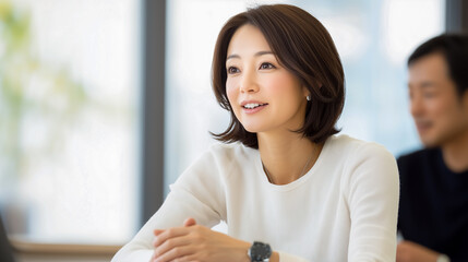 Obraz premium Modern businesswoman interacting in a corporate environment