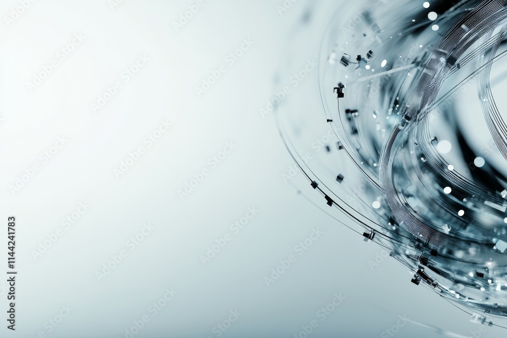 Poster swirling transparent lines and dots create a dynamic abstract background for digital art and design