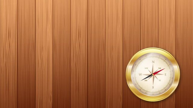 Vintage compass over wood