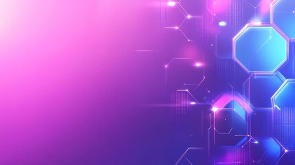 Abstract Tech Background: Futuristic Purple and Blue Hexagon Network