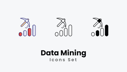 Data Mining Icons thin line and glyph vector icon stock illustration