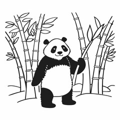 Panda, White Outline, White Background, Animal Art, Panda Clipart, Vector Illustration, Panda Design, Wildlife Graphic, Transparent Vector Panda, Panda Silhouette, Vector Animal Art, Panda Artwork, Mi