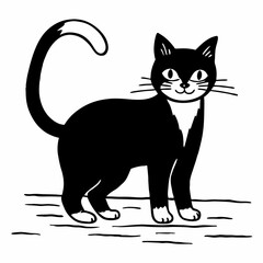 Cat, White Outline, White Background, Animal Art, Cat Clipart, Vector Illustration, Cat Design, Pet Graphic, Transparent Vector Cat, Cat Silhouette, Vector Animal Art, Cat Artwork, Minimalist Cat Art,