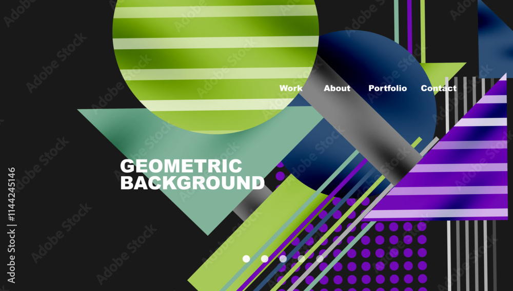Poster circles, triangles, squares, rings and lines with shadow effect
