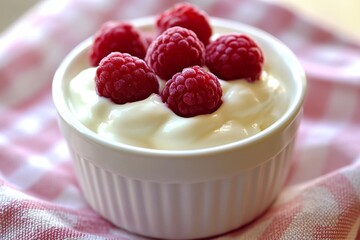 Fresh Raspberries on Creamy Yogurt