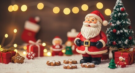 Santa Claus in Christmas, figure with christmas lights