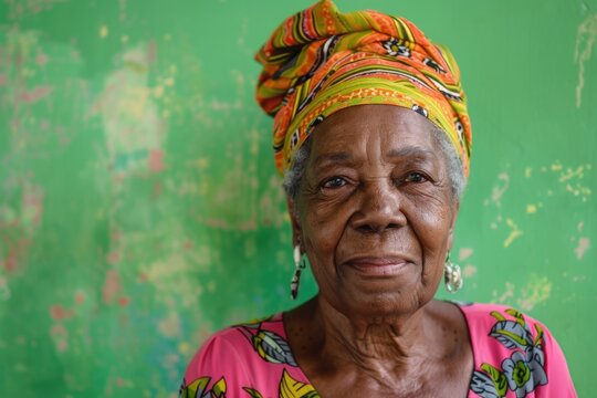 Happy senior African American woman in Cuba  with copy space.