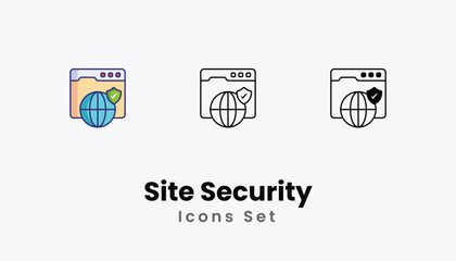 Site Security Icons thin line and glyph vector icon stock illustration