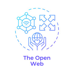Open web blue gradient concept icon. Networks and platforms accessible to anyone. Digital experience. Round shape line illustration. Abstract idea. Graphic design. Easy to use in presentation