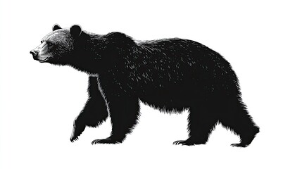 Bear Silhouette: A strong bear silhouette, ideal for wilderness, nature, or wildlife-themed projects, symbolizing power, courage, and the beauty of the animal kingdom. 