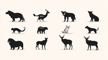 Animal Silhouette: A collection of animal silhouettes, ideal for animal-related projects, showcasing various animals in minimalist, elegant forms for logos or artwork.