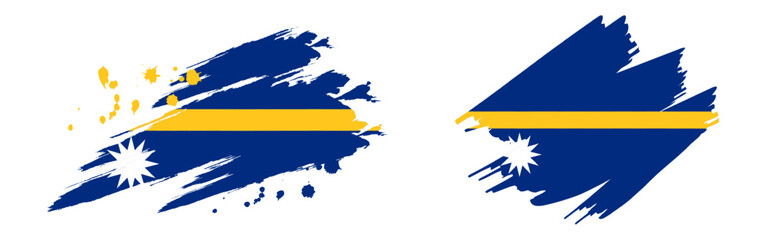 Vector illustration of Nauru flag in brush stroke effect on transparent background