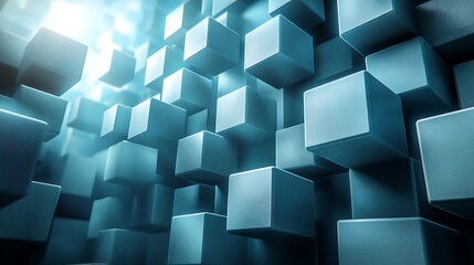 Abstract Blue Cubes  D Background  Technology  Data  Structure