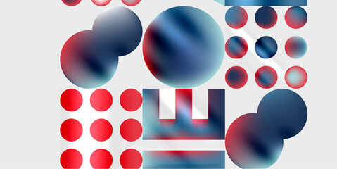 Simple shapes - circles, triangles, rectangles abstract background. Vector Illustration For Wallpaper, Banner, Background, Card, Book Illustration, landing page