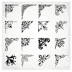 Vintage design elements corners for frames set 1