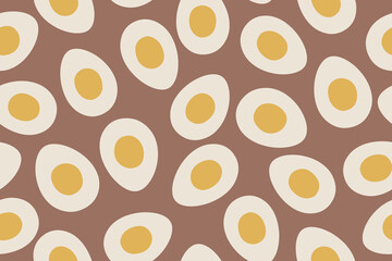 Seamless pattern with eggs. Vector illustration on fashion color mocha mousse background